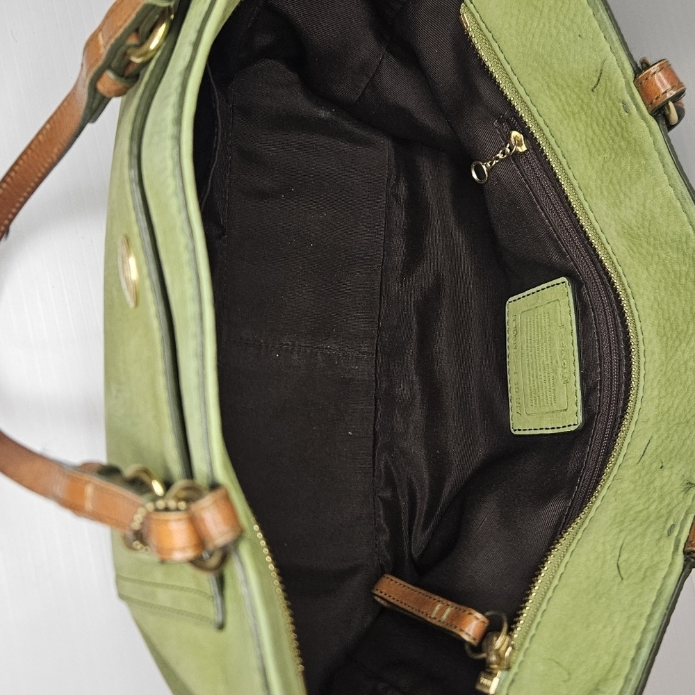 Vintage Coach Chelsea Tote Green Nubuc F10187 Rare - Picture 12 of 14